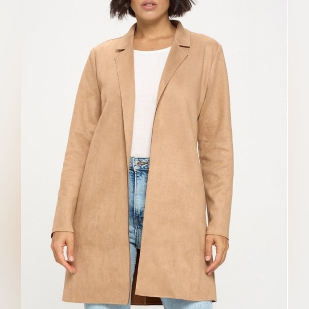 Women's Tan Long Blazer Coat